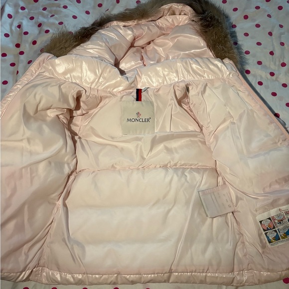 Moncler Light Pink Puffer Jacket with Fur Hood - Picture 1 of 3